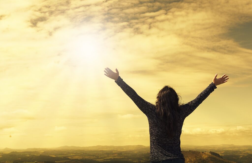 woman, sky, nature