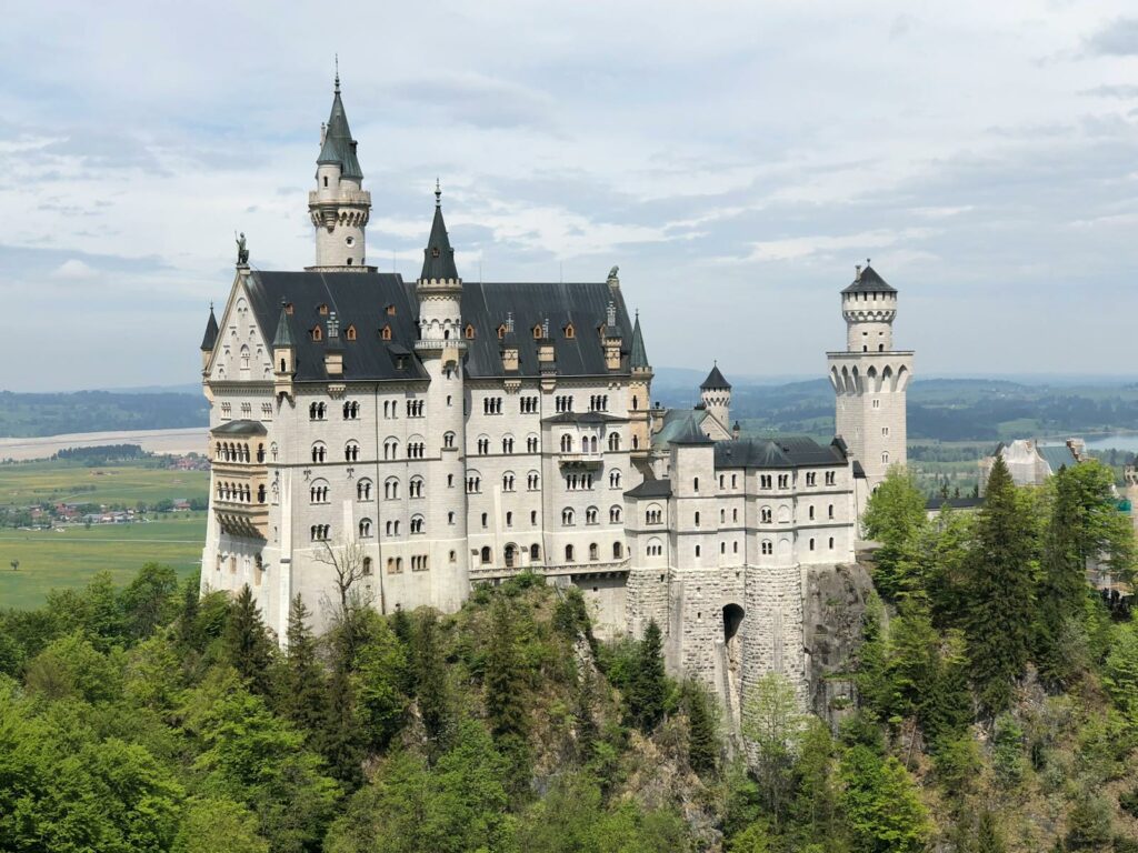 Neuschwanstein Castle, a stunning gothic revival landmark, in Bavaria, Germany.